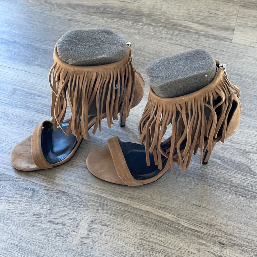 Suede Fringe Heels